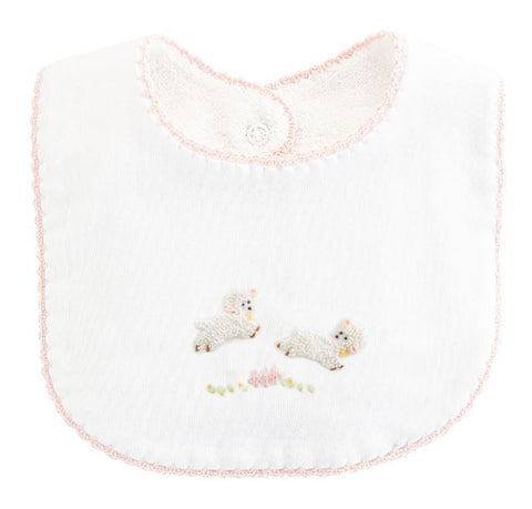 Baby Club Chic Embroidered Bib With Baby Lambs