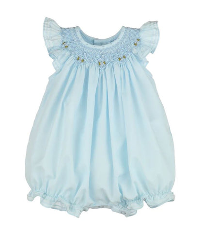 Baby Girls Blue Smocked Classic Bubble