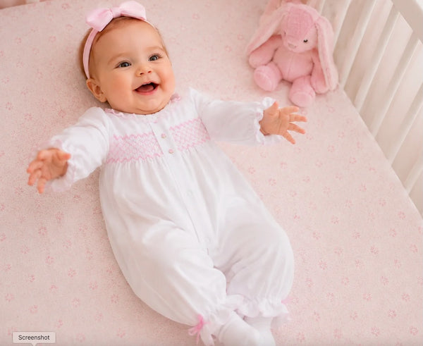 Girls White Smocked Convertigown/Longall