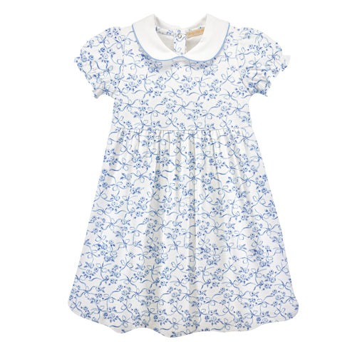 Girls Blue Romantic Toile Dress