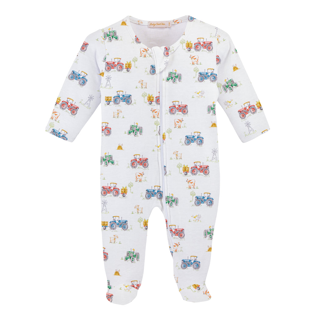 Tractor Time Print Footie Sleeper
