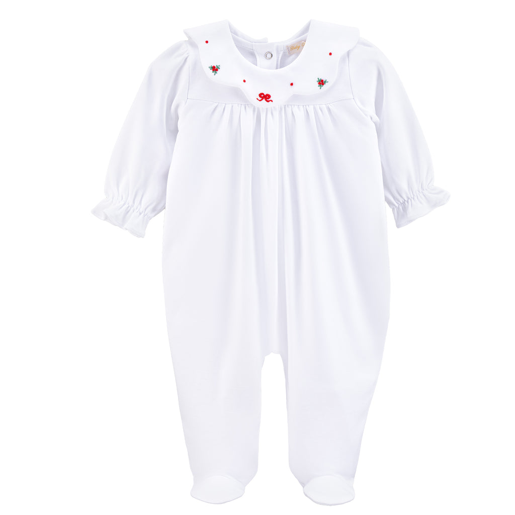 Bow & Mistletoe White Footie