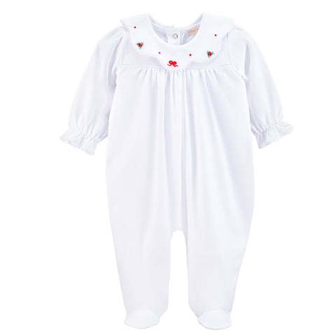 Bow & Mistletoe White Footie