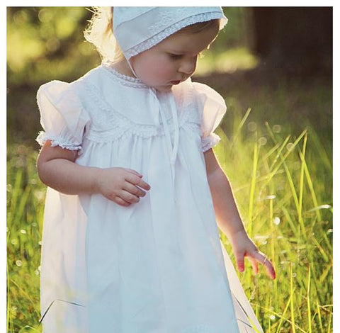 Girls Lacy Yoke Special Occasion Christening/Baptism Gown