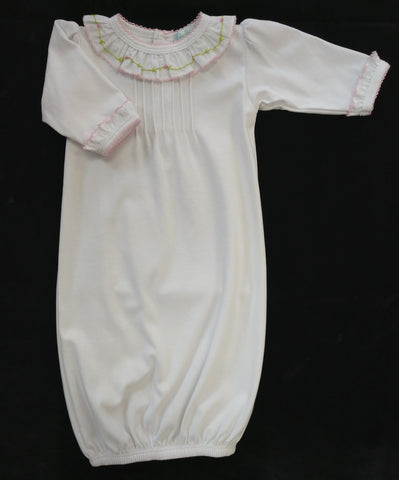 Little Threads Baby Girl White Rosevine Pleated Gown
