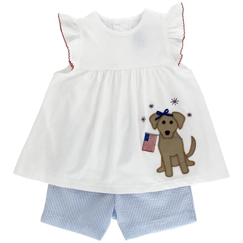Girls Patriotic Pup Shortset
