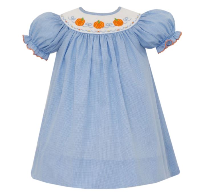 Smocked Blue Check Pumpkin Dress