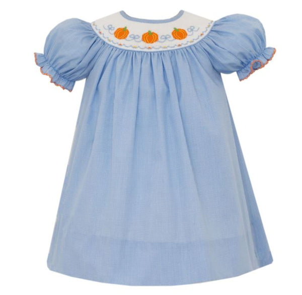 Smocked Blue Check Pumpkin Dress