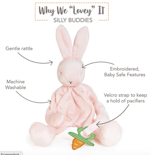Blossom Silly Buddy Pink Bunny Paci Clip