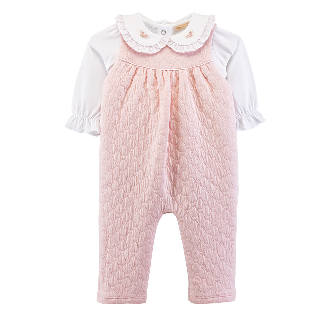 Pink Quilted Overall with Blouse