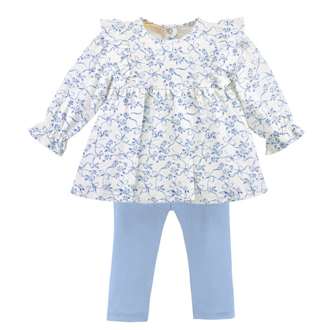 Blue Toile Print Legging Set