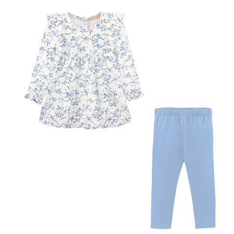 Baby Club Chic Blue Toile Print Leggings Set