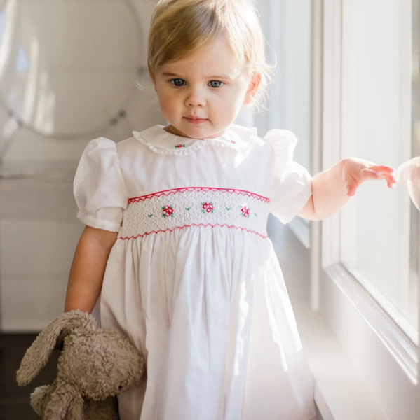 Girls Christmas Holiday Smocked Dress