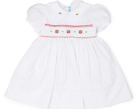 Girls Christmas Holiday Smocked Dress