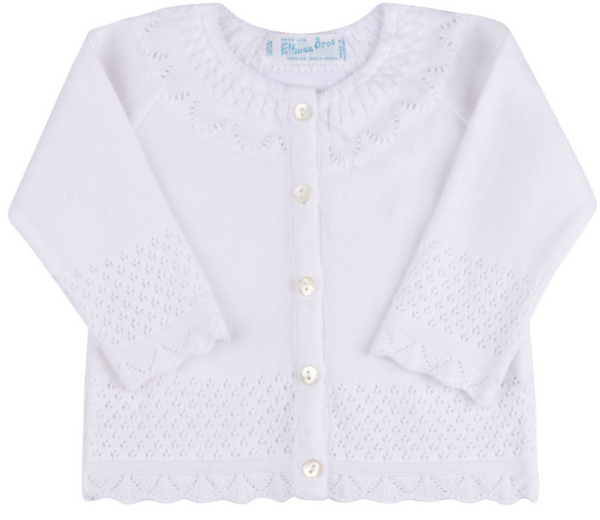 Pointelle Ruffle Knit Cardigan