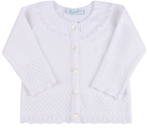 Pointelle Ruffle Knit Cardigan