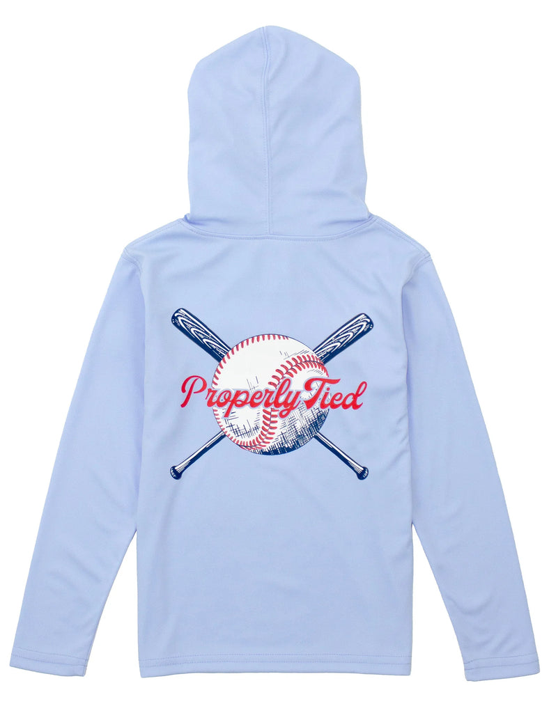 Properly Tied Boys Shade Performance Hoodie Play Ball Light Blue