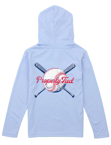 Properly Tied Boys Shade Performance Hoodie Play Ball Light Blue