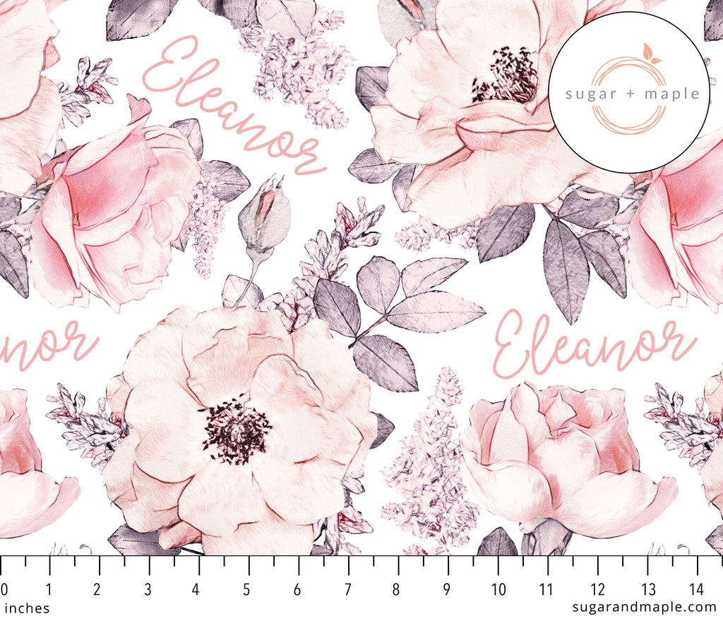 Sugar + Maple Wallpaper Floral Minky Blanket - Personalized