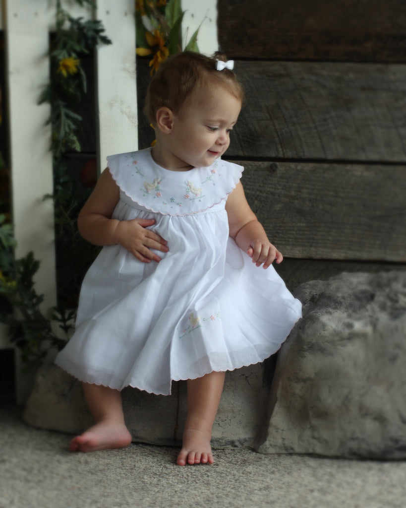 embroidered easter dresses Easter Bunny Embroidery Smocking Cute Baby Girls Dress 4