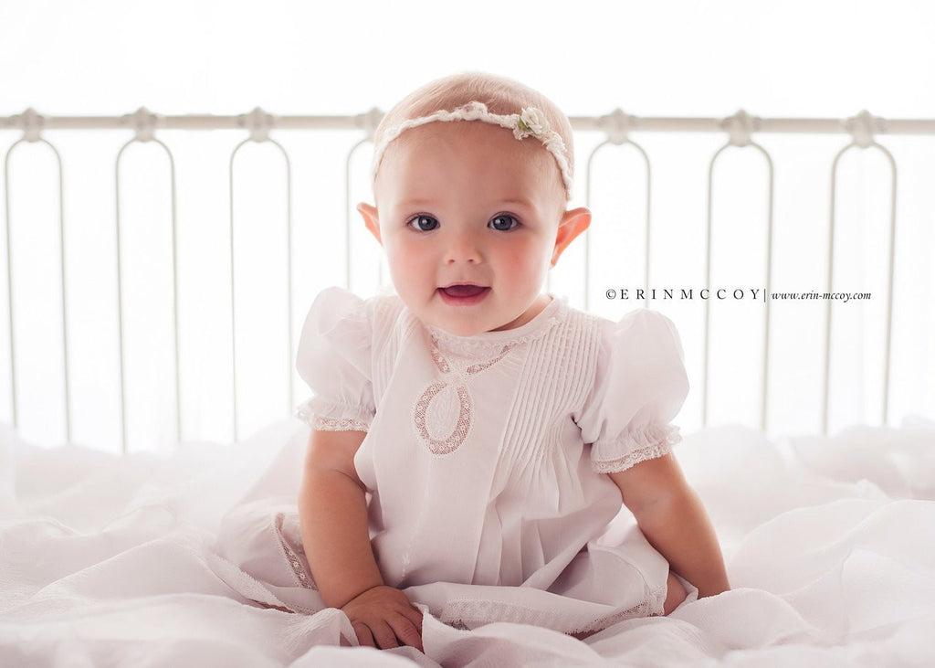 infant lace dress Analee White Lace Baptism Dress & Bonnet