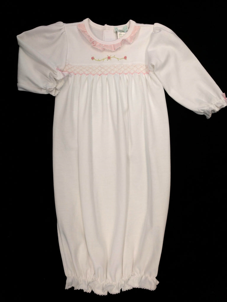 Girls Newborn White Smocked Gown