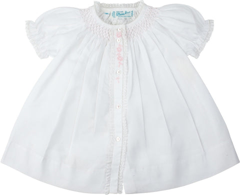 Newborn Baby Girls Smocked Yoke Open Front Daygown