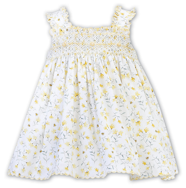 Yellow Floral Smocked Bumble Bee Sun Dress