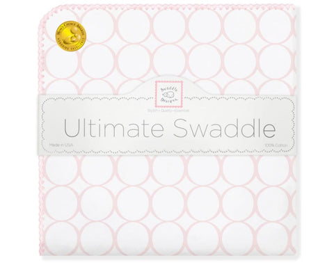 Ultimate Swaddle Blanket Mod Circles On White Pink Pastel