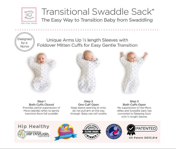 Transitional Swaddle Sack with Arms Up, Classic Polka Dot, Sterling