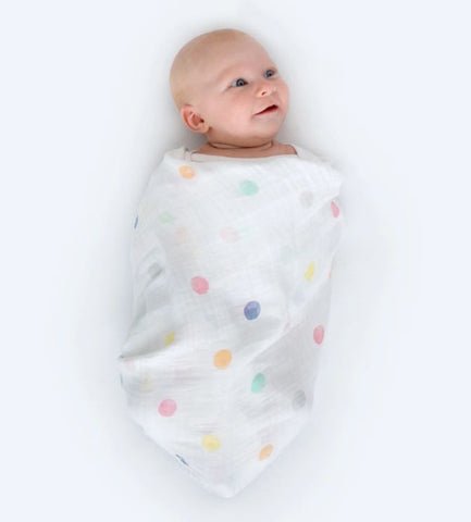 Marquisette Swaddle Blanket - Watercolor Multi Dots