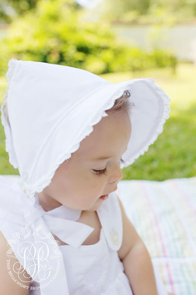 Catesby Country Club Bonnet - Worth Avenue White with Eyelet