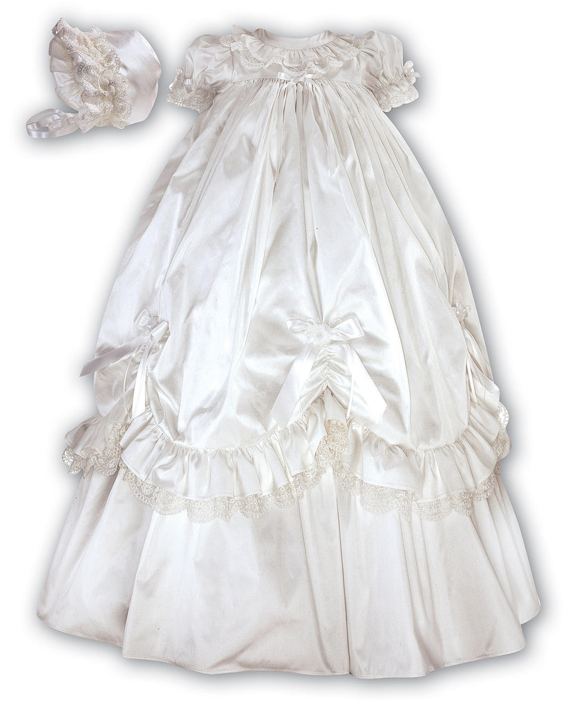 Ivory Silk Girls Christening Dress with Detachable Gown & Bonnet - Girls  Detachable Christening Gowns - Smocked Treasures