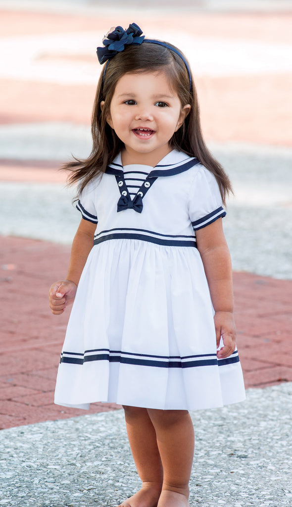 Girls Light Blue Nautical Dress Girls Light Blue Nautical Dress