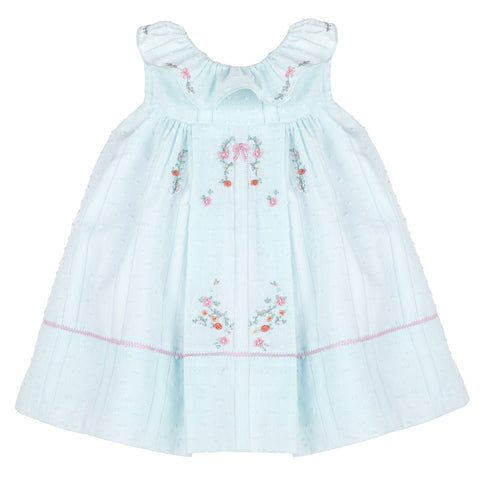 Baby Girl's Seaside Mint Embroidered Dress with Ruffle