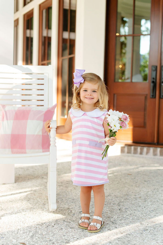 Luanne's Lunch Dress in Sandpearl Pink Stripe - OUT OF STOCK