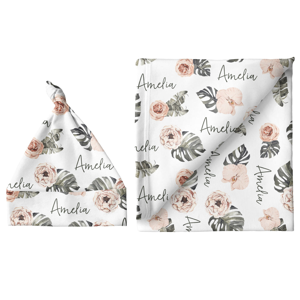 Sugar + Maple Small Blanket & Hat Set - Tropical Floral