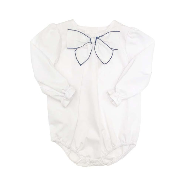Beatrice Bow Blouse - Worth Avenue White With Nantucket Navy