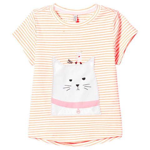 Orange Stripe Cat T Shirt