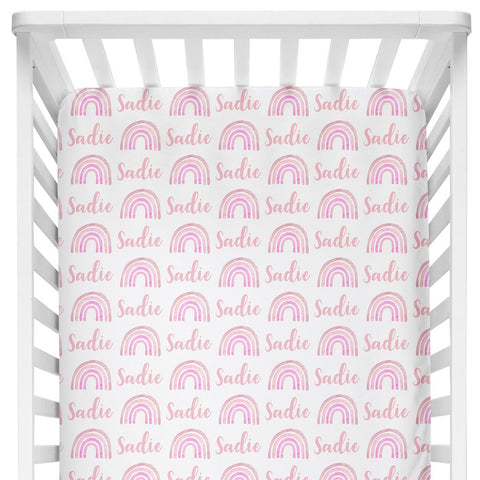 Sugar + Maple Crib Sheet - Rainbow Pink