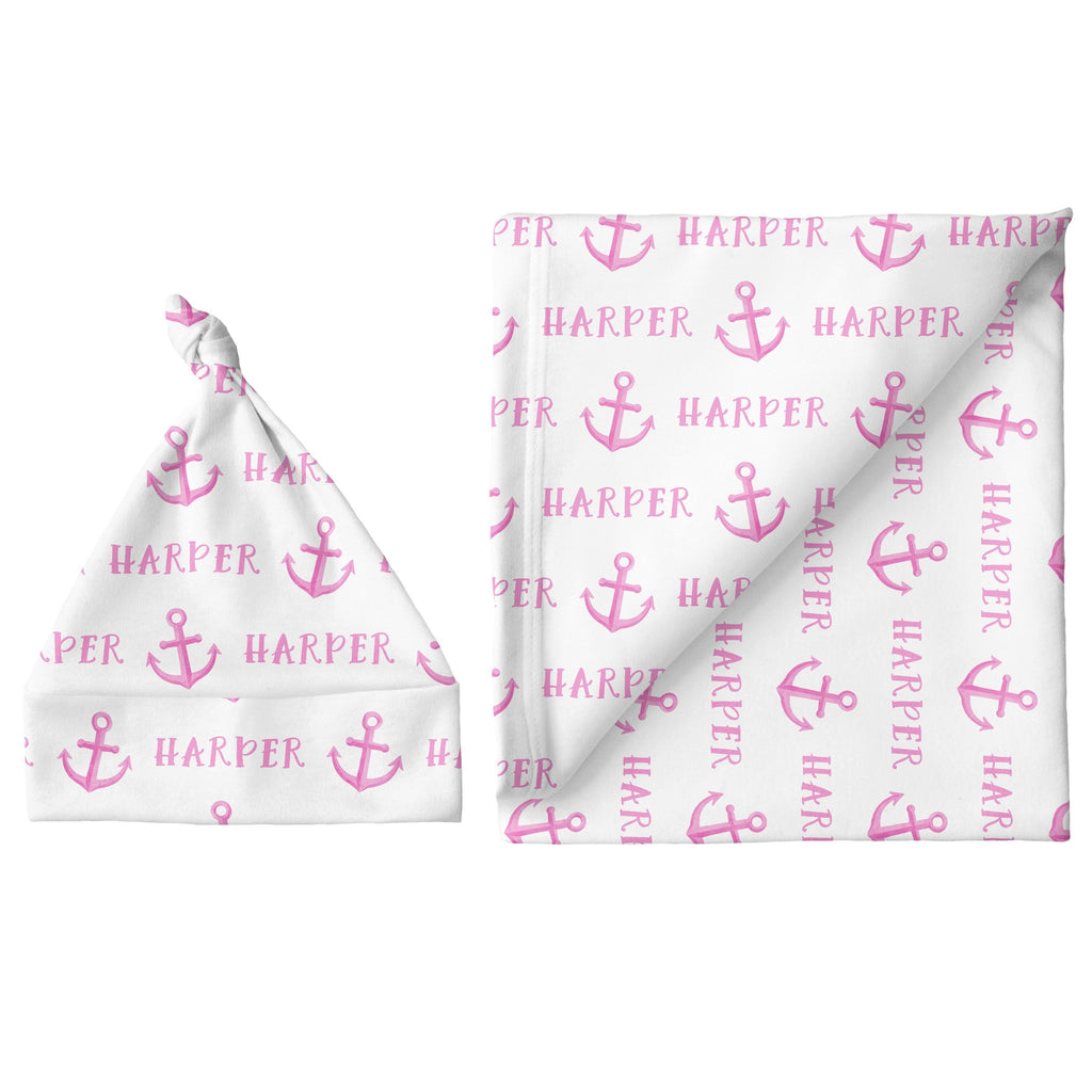 Sugar + Maple Large Blanket & Hat Set - Anchor Pink