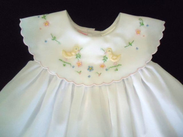 Baby Girl Dress Voile Sleeveless with Embroidered Ducks